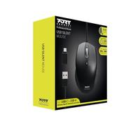 Port Connect - Mouse cablato USB-A e USB-C silenzioso e compatto, colore: Nero
