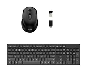 PORT CONNECT Pack de Bureau Sans Fil : Souris 1600 DPI et Clavier Wireless 2.4 GHz USB-A/USB-C