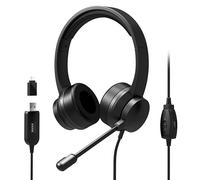 Port Connect USB-A and USB-C Stereo Headset With Noise Reduction Microphone, Adj
