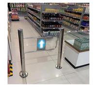 Porta a battente automatica monodirezionale in acciaio inox con supporto per palo, 75 x 100 cm, ideale per biblioteche, negozi al dettaglio, centri commerciali, operazioni import-export