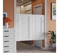 Porta a battente con chiusura automatica, in legno, spessore 1,3 cm, per bar, cucina e bagno, larghezza 61-149,9 cm, bianca, 129,5 cm, partizione perfetta per accesso al salone e al bancone