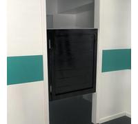 Porta a battente in legno bianco e nero da giardino, porta singola per saloon con cerniera per ingressi della cucina, 60 cm di larghezza x 90 cm di altezza, design elegante e durevole