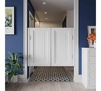 Porta a battente in pino massiccio mediterraneo, resistente alle crepe, con chiusura automatica, mezza vita, porta della cucina con cerniere, dimensioni personalizzate (larghezza 85 x altezza 90 cm)