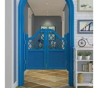 Porta a battente per saloon in legno massello con cerniere a chiusura automatica, porta interna della cucina, bar, ideale per centri commerciali, saloni e dispensa del maggiordomo (blu, 1, L 81,3 x