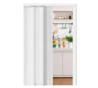 Porta a fisarmonica in PVC da 203,2 cm, porta interna a fisarmonica per lavanderia, dispensa, armadio, divisorio a pieghe scorrevole arrotolabile (147,3 x 203,2 cm)