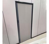 Porta a fisarmonica interna grigia, telaio in alluminio e tenda in tessuto non tessuto, divisorio pieghevole, porta retrattile per armadio, 50,8 x 203 cm, soluzione salvaspazio