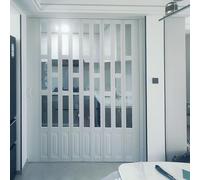 Porta a fisarmonica larga 85-145 cm, pieghevole, con maniglie e vetro acrilico, per ufficio, corridoi, camper, divisorio per stanze (115 x 205 cm)