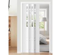 Porta a fisarmonica per armadio/cucina, cancello a fisarmonica in PVC e acrilico, porta scorrevole per dispensa con maniglia, porta interna pieghevole nera