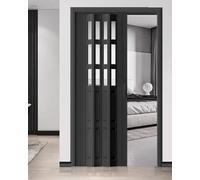 Porta a fisarmonica per armadio/cucina, cancello a fisarmonica in PVC e acrilico, porta scorrevole per dispensa con maniglia, porta interna pieghevole nera