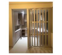 Porta a fisarmonica per interni della cucina, personalizzabile, altezza 240 cm, in PVC bianco, con maniglia e vetro acrilico, senza binario inferiore, include kit di accessori (altezza 240 cm