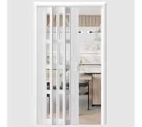 Porta a fisarmonica per interni in PVC, soluzione scorrevole smerigliata per cucina, soggiorno e spogliatoi, alternativa salvaspazio alle porte del fienile