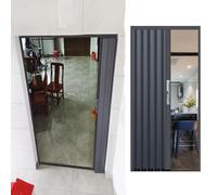 Porta a fisarmonica personalizzabile in metallo grigio con serratura e chiave, porta pieghevole in alluminio, per cantina e lavanderia, 116,8 x 243,8 cm, con binario inferiore