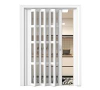 Porta a fisarmonica pieghevole in PVC effetto legno, bianca, per doccia e bagno, finestra pieghevole trasparente per cantina (61 x 203 cm)