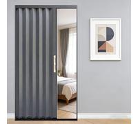 Porta a fisarmonica Porta a soffietto per interni, Set di porte scorrevoli a scomparsa con maniglie e serratura su entrambi i lati, Porta divisoria per armadio e porta(Gray,75x240cm/29.5x94.4in)