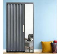 Porta a fisarmonica Porta a soffietto per interni, Set di porte scorrevoli a scomparsa con maniglie e serratura su entrambi i lati, Porta divisoria per armadio e porta(Gray,95x230cm/37.4x90.5in)