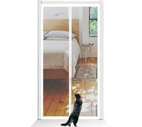 Porta a schermo per cani e gatti, porta rinforzata a prova di animali domestici, doppia cerniera in rete per camera da letto, patio, camera da letto, porta schermo per animali domestici, porta per
