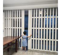 Porta a soffietto a fisarmonica in PVC per interni, scorrevoli, doppie porte scorrevoli in plastica bianca con effetto quercia, pannello acrilico trasparente, adatta per cucine aperte, 1,7 m, durevole