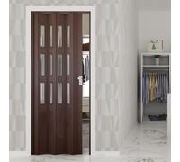 Porta a Soffietto da Interno 88,5x214 cm in PVC con Vetro Florance Noce Mansonia