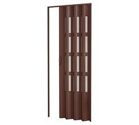PORTA A SOFFIETTO DA INTERNO CON VETRO CON MANIGLIA MAGNETE 82x210 MOGANO