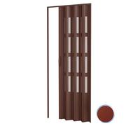 Porta a soffietto da interno in kit con vetri in PVC Mogano 82x220 cm mod. Sonia