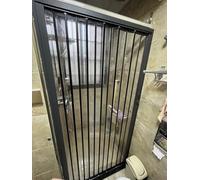 Porta a Soffietto da Interno Porta A Soffietto per Bagno con Vetro Acrilico Trasparente, Porte Interne A Soffietto con Persiana 30x80/48x80, Porte Pieghevoli Nere Divisorie Interne(52x80in(131x203cm))
