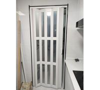 Porta a soffietto in PVC con pannelli in vetro smerigliato, divisorio scorrevole salvaspazio per bagno e cucina