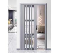 Porta a soffietto per interni, Finestre acriliche pieghevoli for divisorio a fisarmonica in PVC(Grey,49x80in (124.5x203cm))