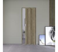 Porta a Soffietto da Interno in PVC Rovere Cognac Scuro con vetro Satinato 83...