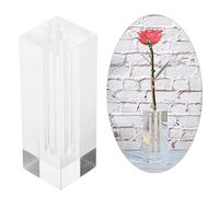 Porta a Vaso a Rosa Singola Corta Ylic L Stand Glass 24K, Base Trasparente Rose ER Base Yliisplay Stand Stand Room Decoration Ornnt