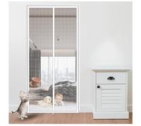 Porta a zanzariera, Zanzariera rinforzata for gatti, doppia cerniera, a prova di animali domestici, in lega di acciaio, montaggio adesivo, bianca, diverse misure(85x210cm)