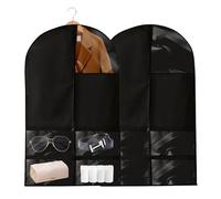 Porta Abiti,Custodie per Abiti con 4 Tasche,Buste Per Indumenti con Finestra Trasparente,Copri Abito da Armadio con Cerniera,Copriabiti da Armadio per Abiti,Trench,Vestiti,Copriabiti,2 Pezzi
