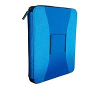 Porta Agenda Canvass con Zip in tela con molla smartphone 26x20 cm - colore Blu con riporti in ecopelle e ricambio giornaliero 17 x 24 cm anno 2025 pagine bianche