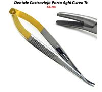 Porta aghi dentali Castroviejo Pinze da sutura seghettate chirurgiche curve Tc