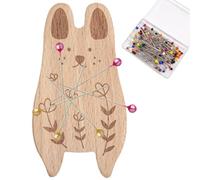 Porta aghi magnetico, spilli magnetico in legno, multiuso, con 100 aghi e porta graffette con cartoni animati per cucito, sartoria, modifiche e artigianato