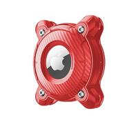 Porta Airtag per Apple, Airtags Portachiavi in Pelle IP68 impermeabile Airtag Holder per il collare del cane, Hard TPU Protezione completa Air Tag Collar 360°AirTag Case, Keeps Signal Strong (Rosso)