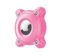Porta Airtag per Apple, Airtags Portachiavi in Pelle IP68 impermeabile Airtag Holder per il collare del cane, Hard TPU Protezione completa Air Tag Collar 360°AirTag Case, Keeps Signal Strong (Rosa)