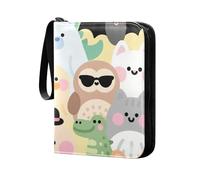 Porta album di carte per album di carte con maniche rimovibili su entrambi i lati per il gioco, collezione di carte da baseball Cartoon Cute Light Color Animals