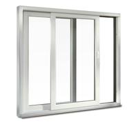 Porta alzante-scorrevole, effetto legno bianco, PVC, aluplast IDEAL® Basic, 2010 x 2010 mm, 2 ante, configurazione individuale