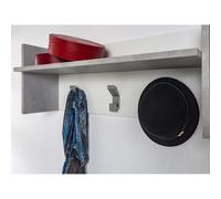 Terraneo Pannello appendiabiti a muro con ripiano e 3 ganci Bianco/Cemento 90x29x34 cm