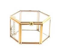 Porta Anelli 1 pz creativo vuoto geometrico portagioie in vetro gioielli organizzare porta anelli scatola oro colore nero deposito gioielli regalo di nozze(Gold)