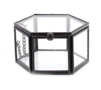 Porta Anelli 1 pz creativo vuoto geometrico portagioie in vetro gioielli organizzare porta anelli scatola oro colore nero deposito gioielli regalo di nozze(Black)