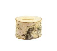 PartyDeco Porta Anelli Tronco di Legno con Fiocco in Rafia Rustic Wedding