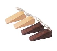 Porta antiscivolo Cunei fermaporta in legno massello montati a pavimento, misure multiple, confezione da 2(Black Walnut)