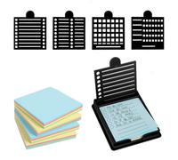 Porta appunti adesivi con stencil, 10 x 9 x 1,5 cm, con 4 quaderni Sticky Note Holder, 5 diversi modelli per blocco appunti da 7,5 x 7,5 cm