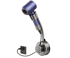 Porta-asciugacapelli a mani libere - regolabile a parete, supporto flessibile per lo styling del braccio rotante con specchio integrato per riporre i cavi per il ferro arricciacapelli del bagn