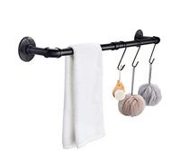 Porta Asciugamani a Tubo,Porta Asciugamani Bagno da parete nero,Per Bagno, Cucina, Portasciugamani con 3 Ganci