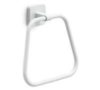 GEDY | Porta Asciugamani ad Anello Tonga, Appendi Asciugamani in Acciaio Inox e Cromall, Fissabile con Viti Incluse o Biadesivo, Bianco Matt, 17x4,6x16cm