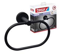 Tesa Porta asciugamani ad anello MOON BLACK, look Nero opaco, autoadesivo, tecnologia di montaggio adesiva, 53 mm x 184 mm x 130 mm
