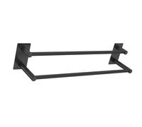 Porta Asciugamani Adesivo, Porta Asciugamani Senza Trapano, Portasciugamani Doppio, Porta Asciugamano in SUS304 Acciaio Inox Spazzolato, Per Bagno e Cucina (60CM, Nero)