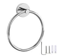 Porta Asciugamani Anelli Portasciugamani Acciaio Inossidabile Anello Porta Salvietta Tondo Porta Asciugamani ad Anello da Parete con Accessori di Fissaggio (Argento)